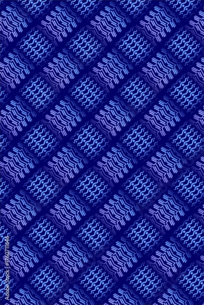 Obraz Captivating blue geometric pattern with intricate wavy lines and circles creating a dynamic, modern, and abstract visual texture perfect for design backgrounds.