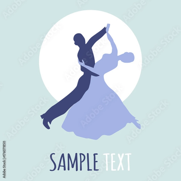 Obraz Couple dancing ballroom dance, vector logo