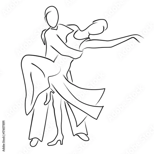 Obraz Couple dancing ballroom dance, vector logo