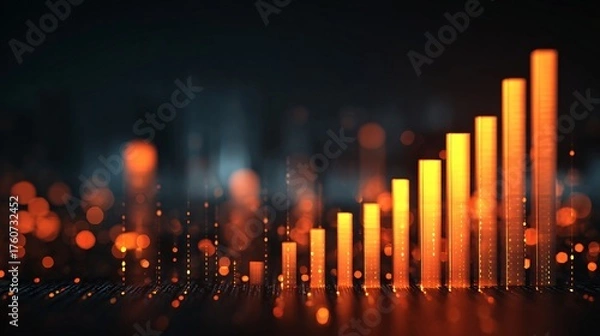 Fototapeta Wealth investment growth bar graph rising in abstract background