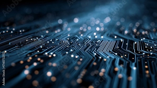 Obraz Abstract blue financial technology circuit board background