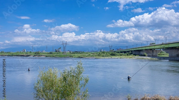 Obraz 鮎の友釣り風景