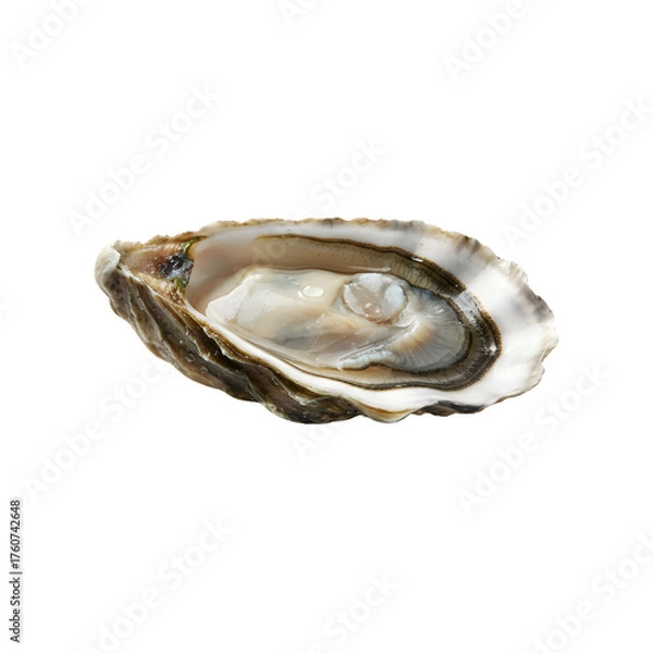 Fototapeta Fresh oyster in its half shell ready for consumption a gourmet seafood delicacy isolated on transparent background
