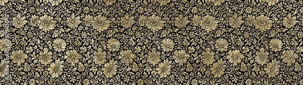 Obraz Stunning floral pattern showcases a rich gold and black design, perfect for adding elegance and sophistication to any decorative project or textile design.
