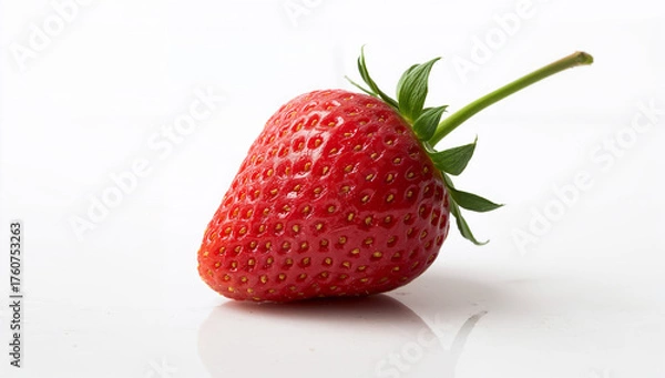 Fototapeta Close-up of a perfectly ripe strawberry, displaying every seed and pore