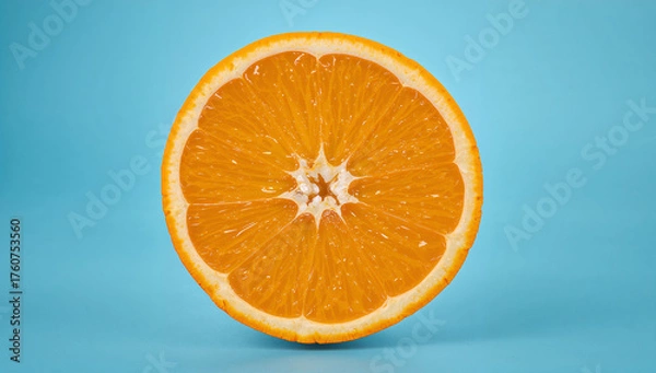 Fototapeta A halved navel orange, the segments and inner membranes in ultra-detail