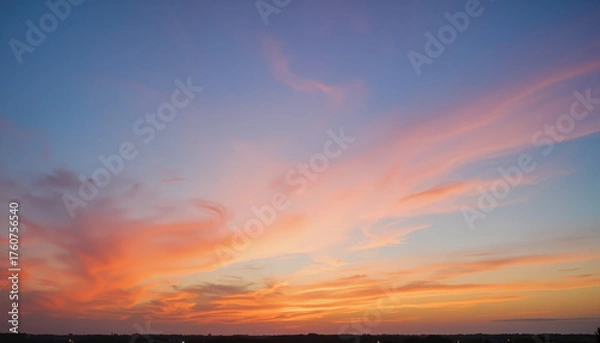 Fototapeta Vibrant sunset with colorful clouds in evening sky  