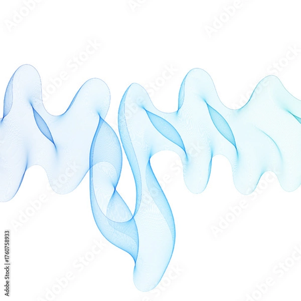 Fototapeta Horizontal flow of blue smoke of an abstract wave on a white background. Eps 10