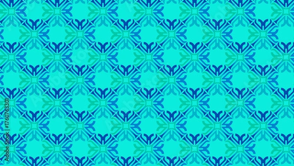 Fototapeta Seamless Abstract Geometric Pattern in Vibrant Blue and Teal Hues
