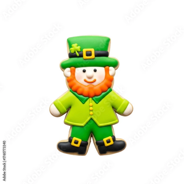 Fototapeta Leprechaun cookie with clover decoration isolated on a transparent background