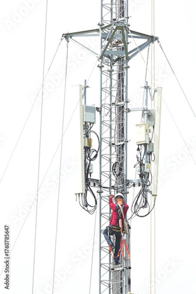 Obraz engineer work on communication tower