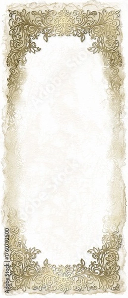 Obraz Vintage gold ornate scroll frame on paper texture for vertical and horizontal use