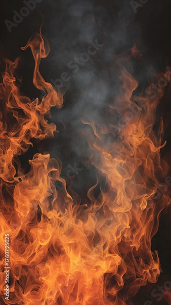 Obraz Vibrant flames dancing in the darkness, creating a dramatic and intense visual spectacle.