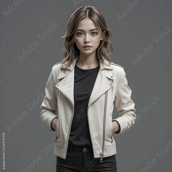 Obraz leather jacket, jacket, autumn clothes, AI Generative