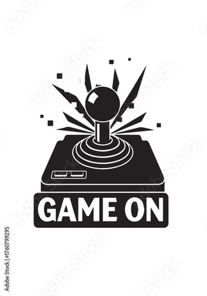 Obraz Retro game controller with explosion graphic and bold text game on