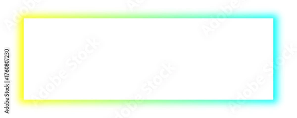 Fototapeta Yellow and blue gradient glowing rectangular frame isolated on transparent background