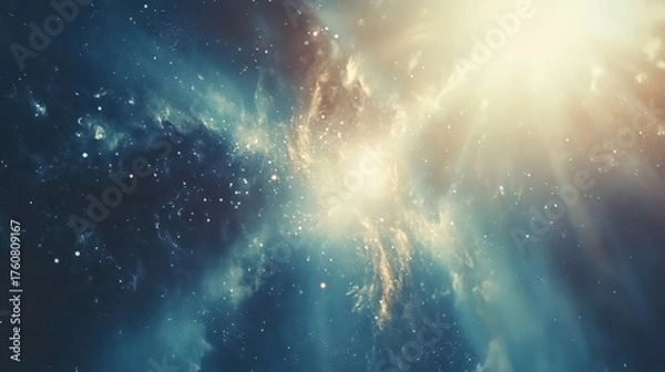 Fototapeta Stunning cosmic scene with bright light and swirling galaxies. Explore the beauty of the universe in this mesmerizing image.