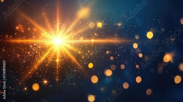 Obraz Luminous star with bright rays and shimmering sparkle, evoking a magical cosmic scene