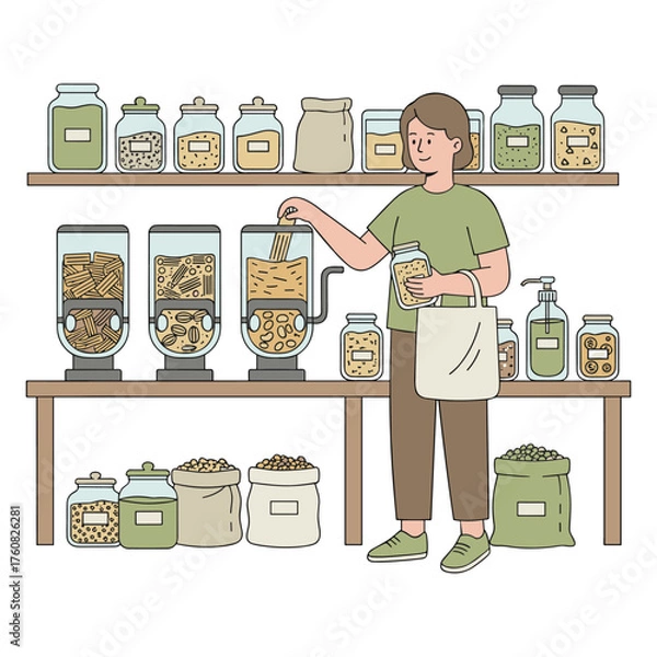 Fototapeta Zero Waste Refill Store Vector Illustration