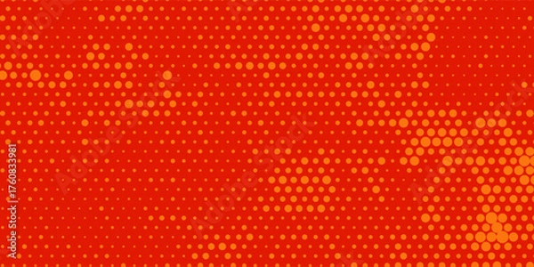 Fototapeta Dots halftone orange color pattern gradient texture with technology digital background. Dots pop art comics with summer background modern halftone