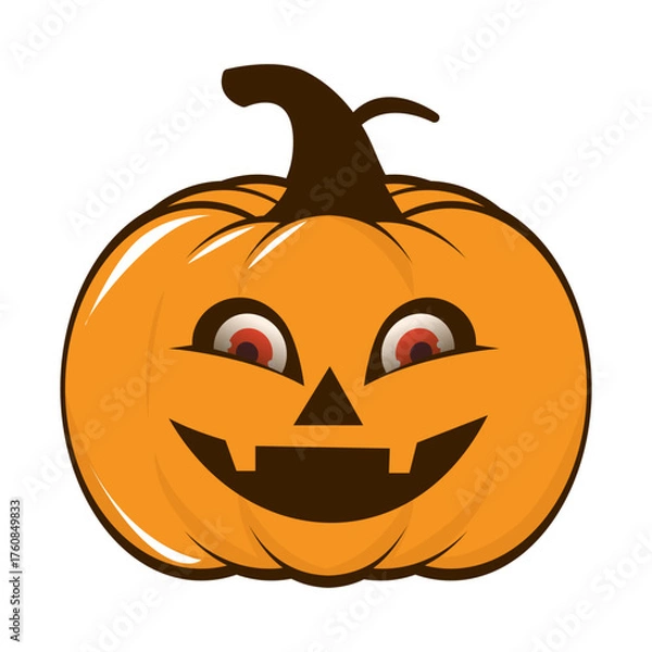 Fototapeta Orange jackolantern face, perfect for halloween design projects. Can be used for invitations, cards, decor, and social media posts.