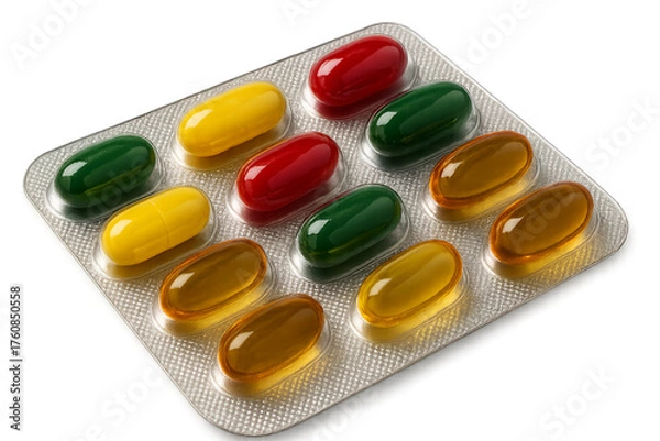 Fototapeta colorful pills isolated on white