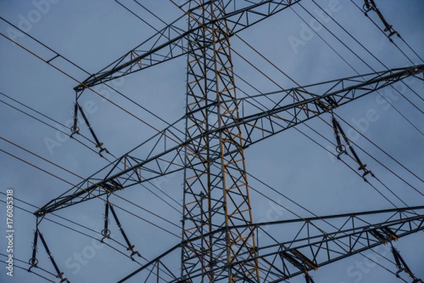 Obraz Strommast mit Abendsonne 