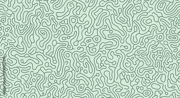 Obraz An abstract pattern of organic shapes created with dotted lines on a pale green background.