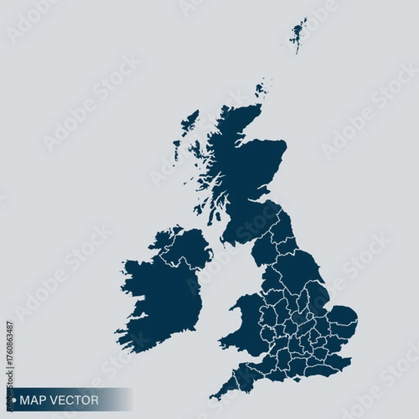 Fototapeta Uk Counties map