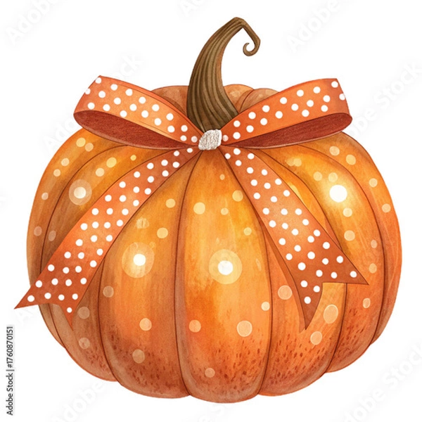 Fototapeta Rustic Autumn Pumpkin Clipart PNG, Transparent Background | Fall Watercolor Pumpkins for Halloween Crafts, Sublimation & Digital Prints