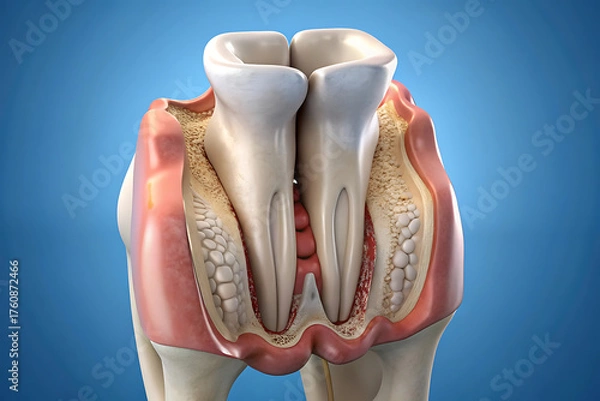 Obraz Medically accurate dental 3D illustration of teeth root anatomy in an X-ray view