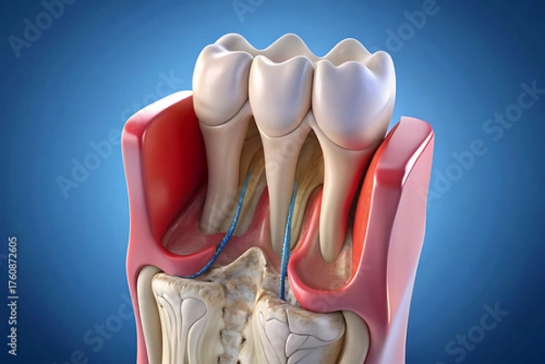 Obraz Medically accurate dental 3D illustration of teeth root anatomy in an X-ray view