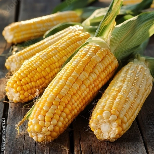 Fototapeta CornEarsOnWood