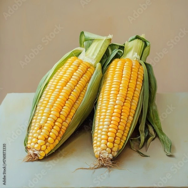 Fototapeta TwoCornEarsOnTable