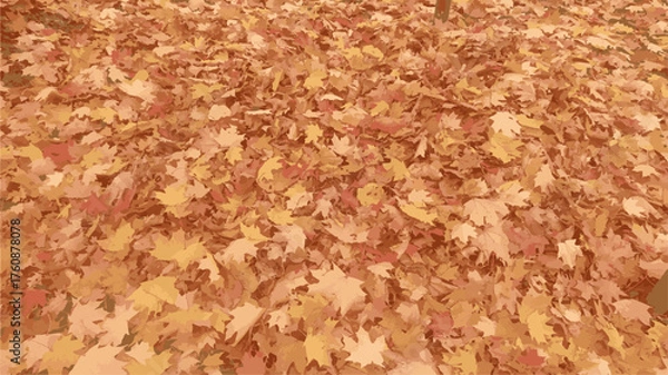 Fototapeta October, vector background of fallen leaves in a park or forest. Abstract colorful background. Autumn camouflage pattern.