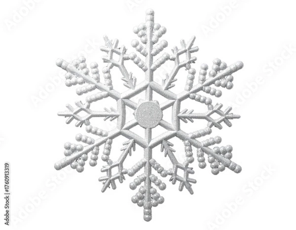 Fototapeta White Snowflake Ornament – Frosted Winter Icon – Isolated PNG on Transparent Background