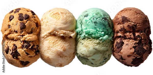 Fototapeta Four scoops of assorted ice cream