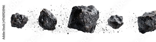 Obraz Gray asteroid fragments in a cosmic explosion