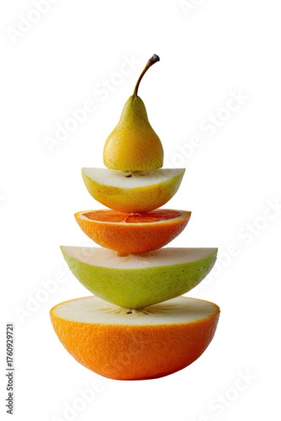 Fototapeta Stacked fruit slices forming a miniature tower