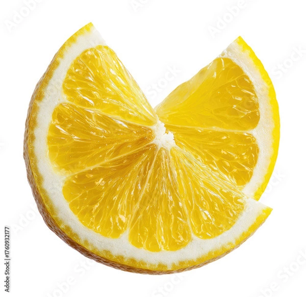 Fototapeta Close-up of a lemon slice, two segments