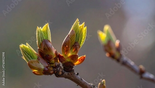 Obraz Fresh spring leaves emerging