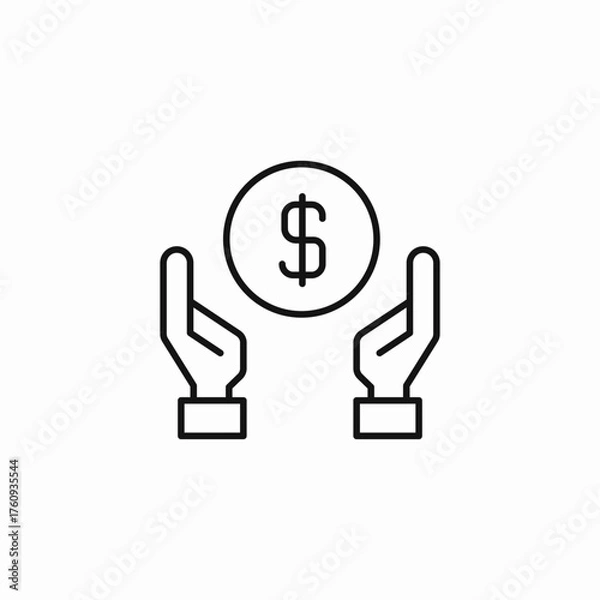 Obraz money saving hands icon sign vector