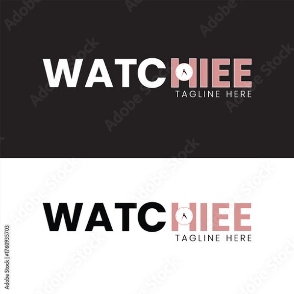 Fototapeta Watchiee Minimal Typography Logo Design with Pink Accent for Fashion Brand