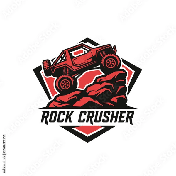 Fototapeta Extreme Offroad Buggy Racing Rock Crusher Logo