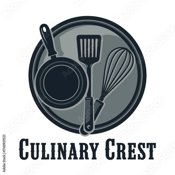 Fototapeta Vintage Culinary Crest Logo with Kitchen Utensils