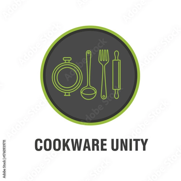 Fototapeta Modern Line Art Cookware and Utensils Logo Vector