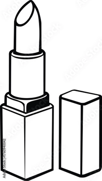 Fototapeta Minimalist Lipstick Tube Drawing with Cap Beside