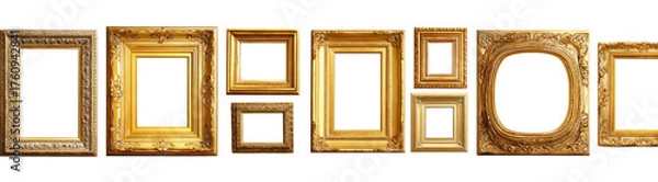Fototapeta Assorted antique-style picture frames in gold