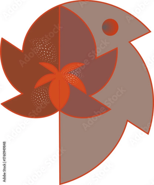 Fototapeta Abstract image of a tropical tree at sunset as a sticker, for printing on clothes, websites, postcards.