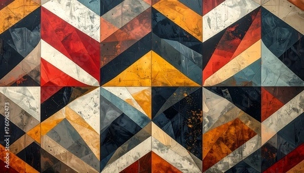 Fototapeta Geometric pattern of layered triangles in vibrant colors (1)